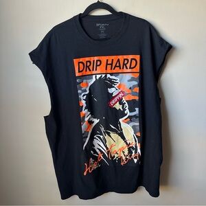 3forty Drip Hard Grunge King Graphic T-shirt Cut Off Sleeves Sz 2XL Muscle Tee